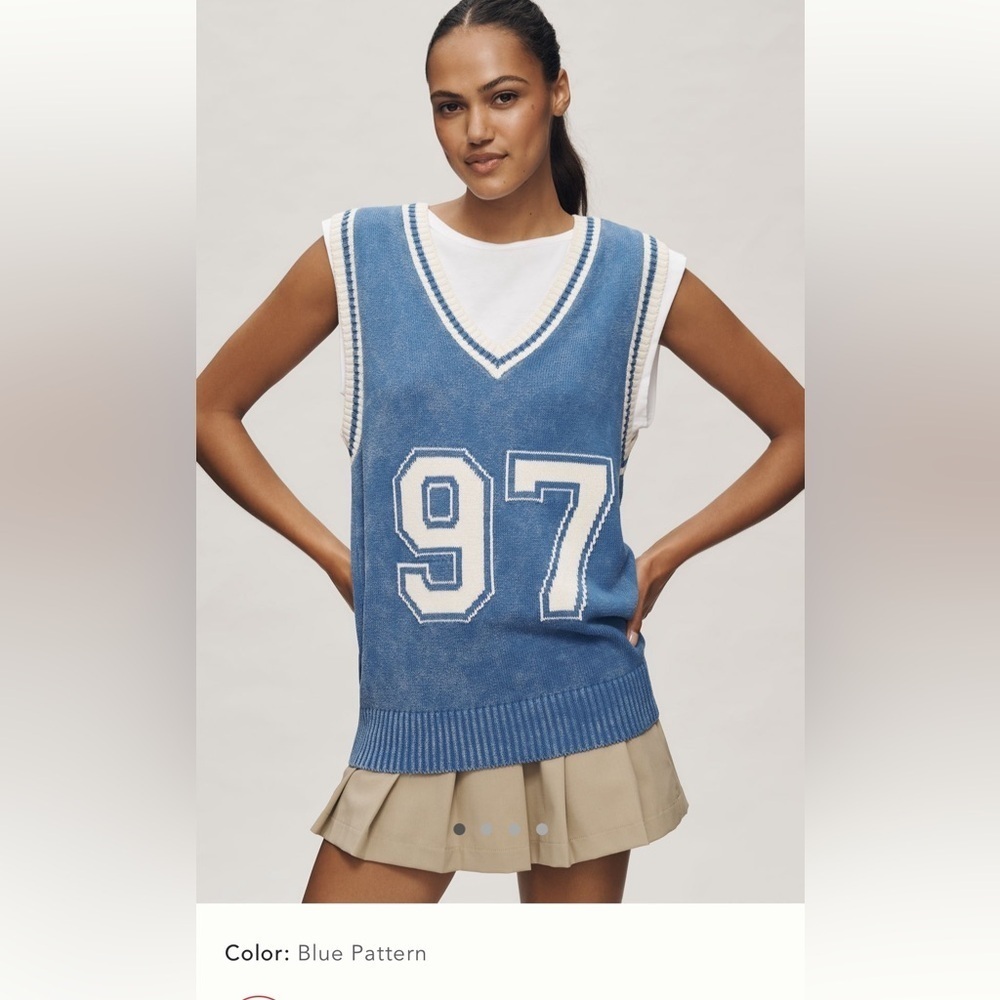 NWT new small Anthropologie pilcro sporty sleeveless twofer sweater jersey blue